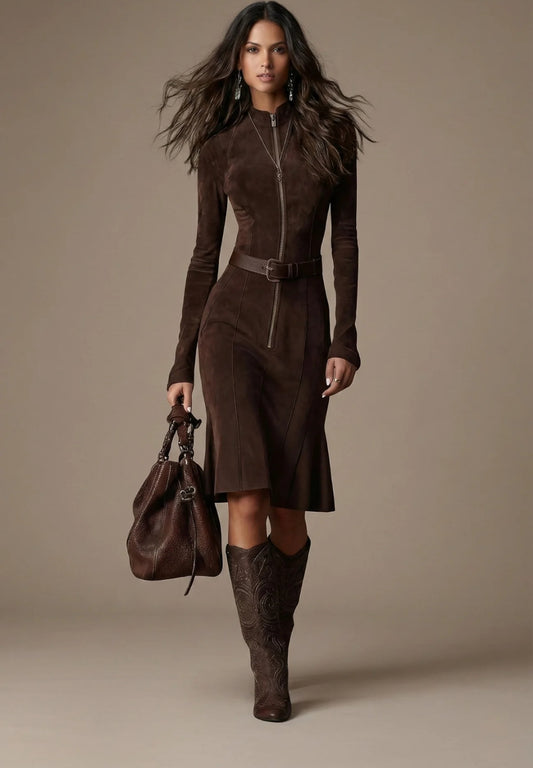 EDURNE VESTIDO LARGO CON CINTURÓN